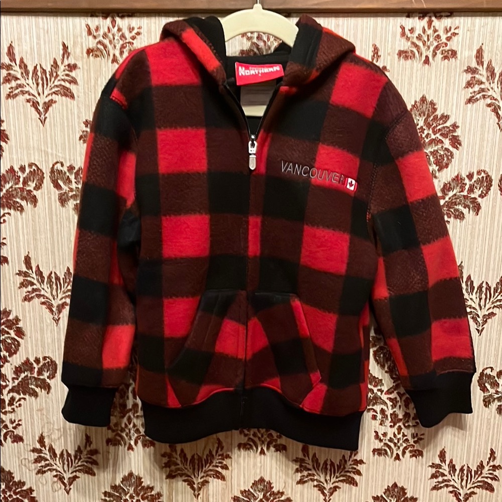 Red and Black Plaid Kids Hoodie